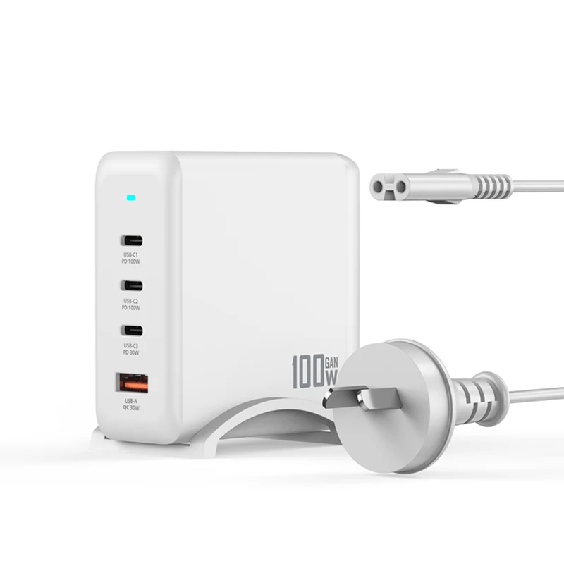 techplus 100W 4-Port GaN Desktop Charging Station – 3 USB-C, 1 USB-A | 1.8M Power Cord (AU9) - White 100W 4-Port GaN Desktop Charging Station – 3 USB-C, 1 USB-A | 1.8M Power Cord (AU9) - White