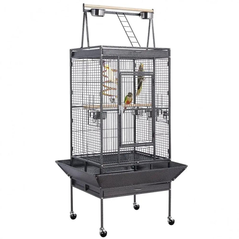 H68.5'' Play Top Parrot Cage Metal Rolling Bird Cage by Yaheetech
