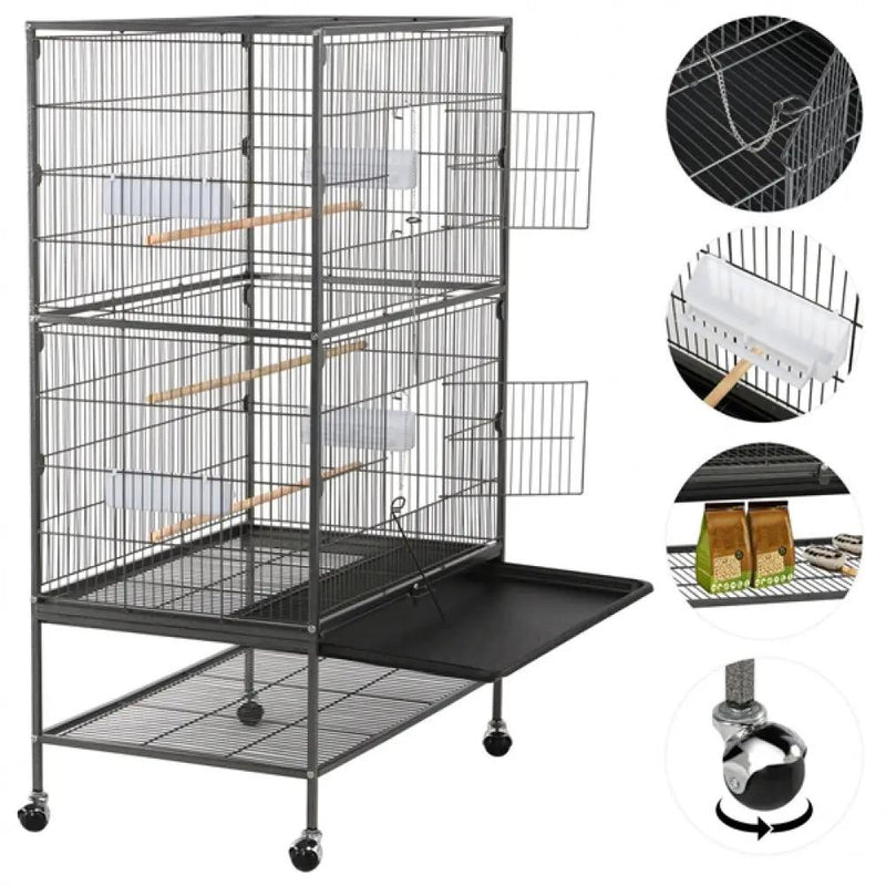 52″ H Large Parrot Cage Rolling Metal Bird Cage by Yaheetech