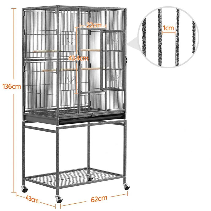 53.5″H Mobile Large Parrot Cage w/ Stand Bird Cage by Yaheetech