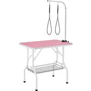 Dog Grooming Table with Basket Style Tool Shelf and Adjustable Arm Fold-up Pet Salon Table by Yaheetech
