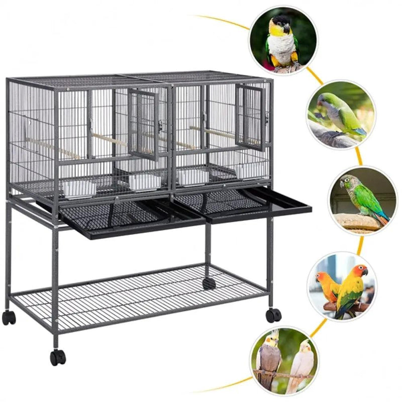 Stackable Wide Bird Cage Divided Breeder Cage by Yaheetech