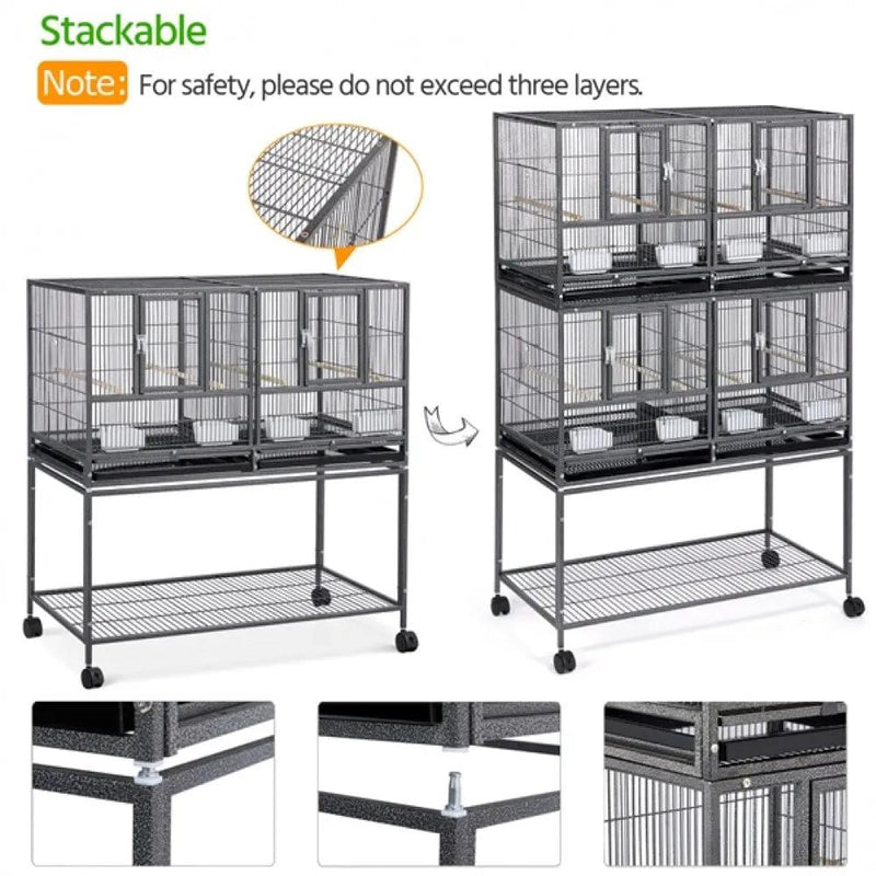 Stackable Wide Bird Cage Divided Breeder Cage by Yaheetech