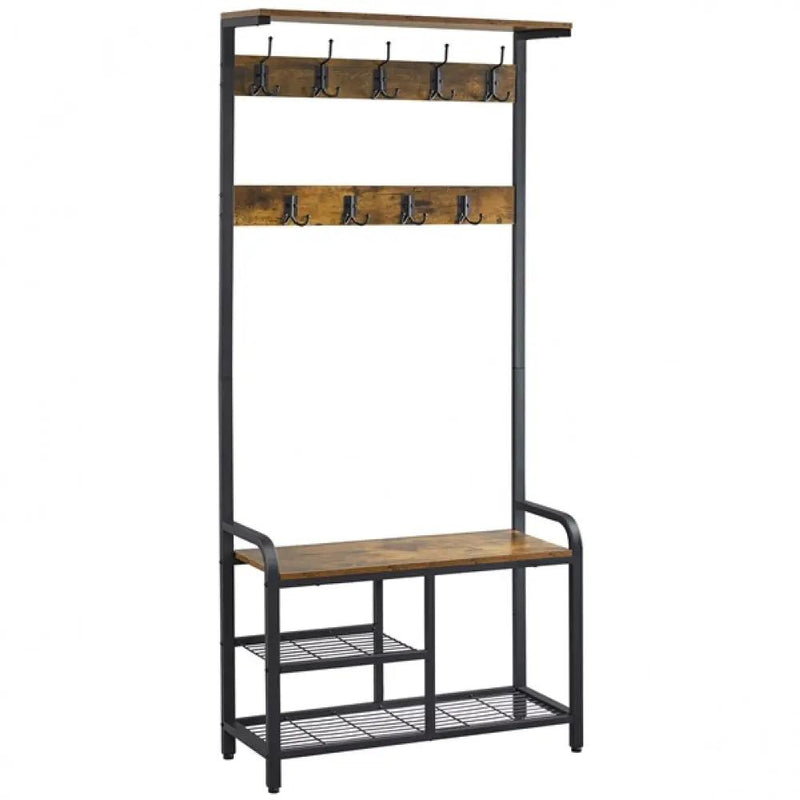 72” H Multifunctional Hall Tree with Bench &amp; Shoe Storage by Yaheetech