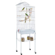 Rolling Metal Bird Cage with Detachable Stand Toys Included by Yaheetech