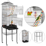 Rolling Metal Bird Cage with Detachable Stand by Yaheetech