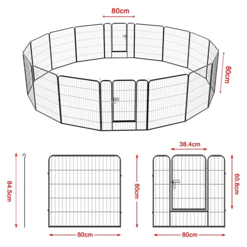 16 Panels Heavy Duty Dog Pen 10.8 Merters Long by Yaheetech