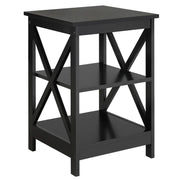 3 Tier Wood X Shape Bedside End Table Storage Cabinet Night Stand by Yaheetech
