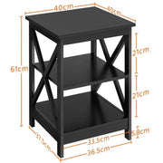 3 Tier Wood X Shape Bedside End Table Storage Cabinet Night Stand by Yaheetech