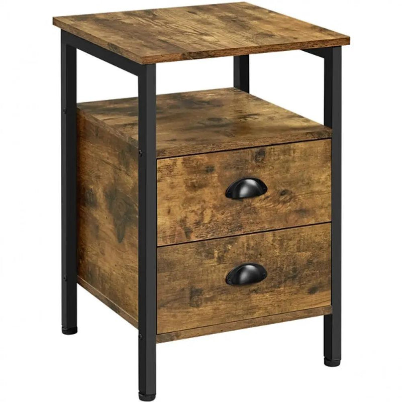 Side Table with 2 Drawers and Open Shelf by Yaheetech