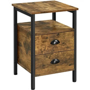 1 Pair Side Table with 2 Drawers by Yaheetech