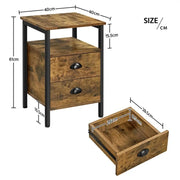 Side Table with 2 Drawers and Open Shelf by Yaheetech