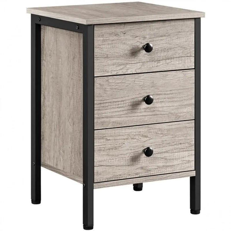 3 Drawer Nightstand Storage Nightstand Metal Frame Dresser Organizer by Yaheetech