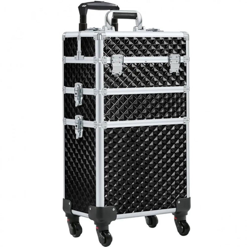 3-in-1 Rolling Makeup Train Case Portable Cosmetic Trolley by Yaheetech