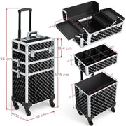 3-in-1 Rolling Makeup Train Case Portable Cosmetic Trolley by Yaheetech