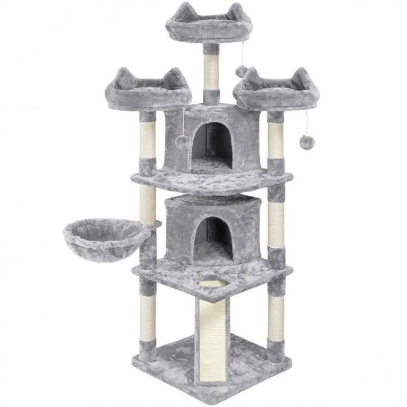 Large Cat Tree Big Cat House Plush Cat Tower by Yaheetech