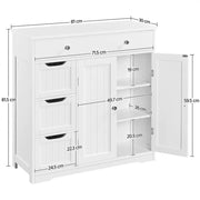 Wooden Bathroom Floor Cabinet Side Storage Organizer Cabinet by Yaheetech