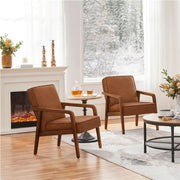 Set of Two Mid-Century Retro Modern Upholstered Lounge Chair Armchair by Yaheetech