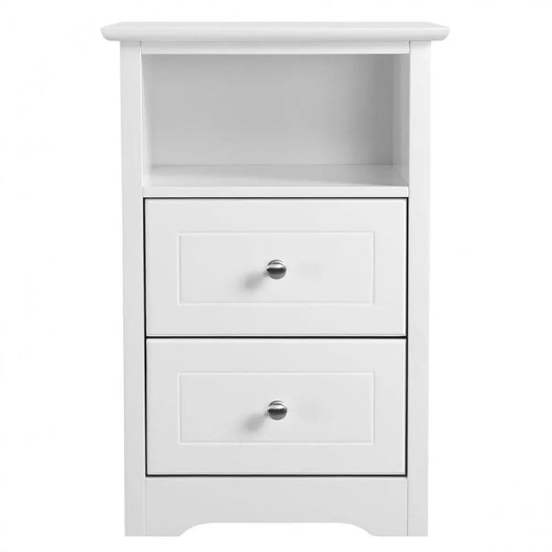End Table with 2 Drawers and 1 Cubby Side Table Night Stand by Yaheetech