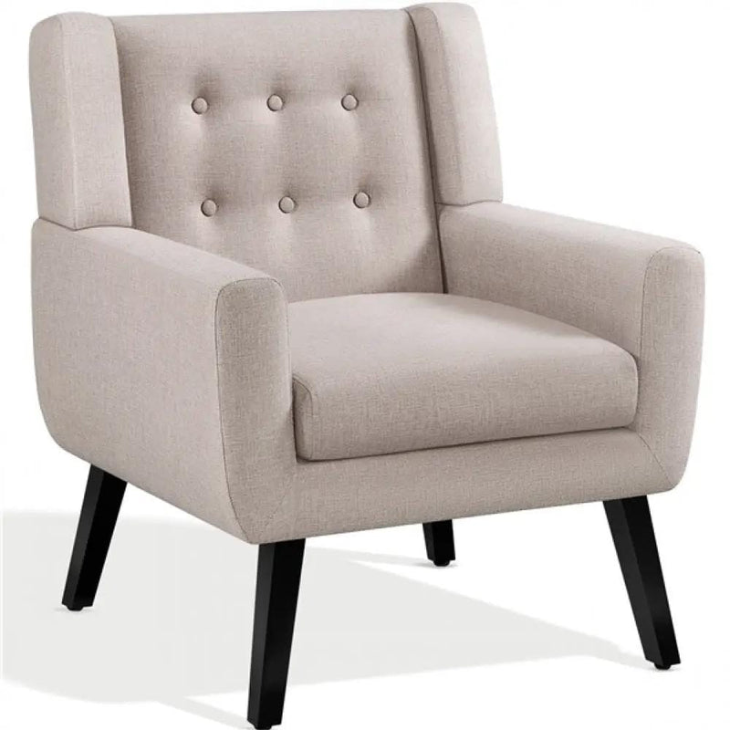 Button Tufted Armchair with Solid Wood Legs by Yaheetech