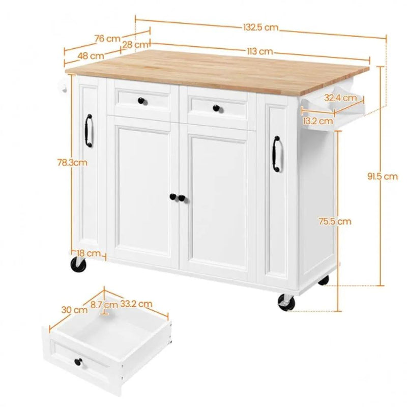 Kitchen Trolley with Drop-Leaf Breakfast Bar by Yaheetech