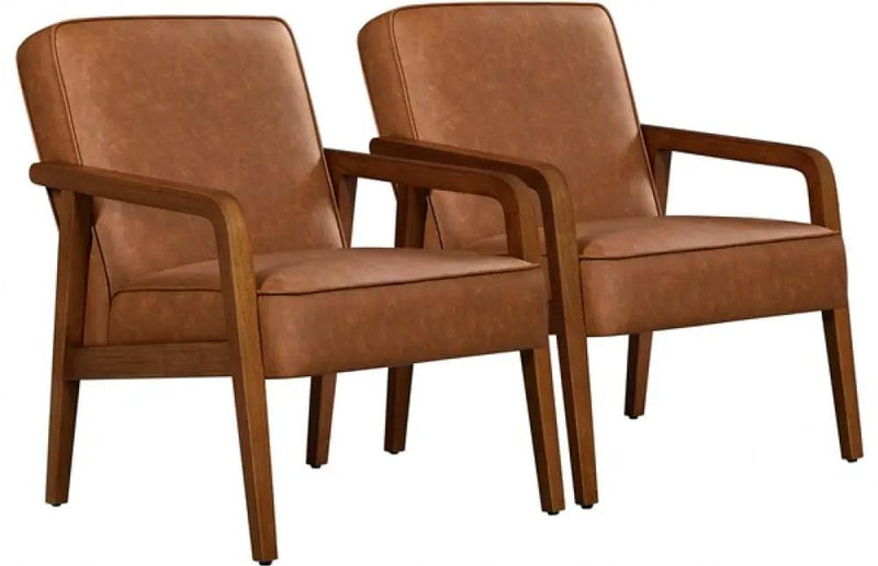 Set of Two Mid-Century Retro Modern Upholstered Lounge Chair Armchair by Yaheetech