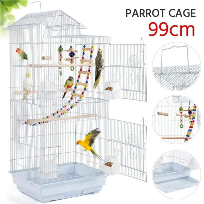 Metal Parrot Cage Bird cage w/ Swing & Ladder by Yaheetech