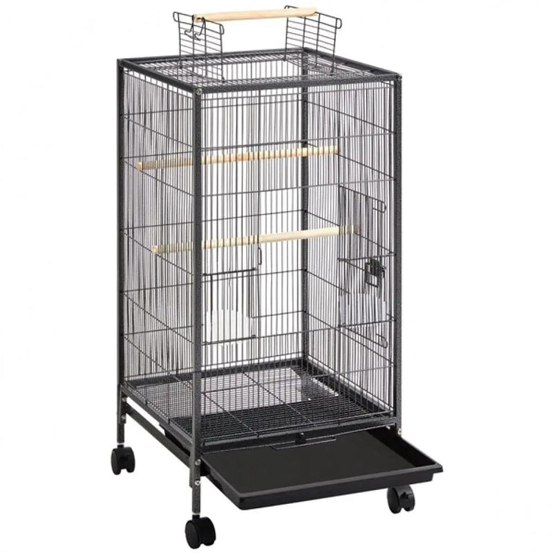 40-Inch H Wrought Iron Bird Cage with Rolling Stand by Yaheetech