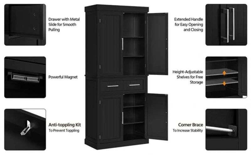 Kitchen Pantry Cabinet Tall Pantry Cupboard by Yaheetech