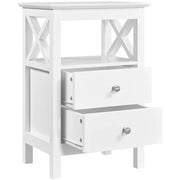 Farmhouse Bedside Table with 2 Drawer 1 Shelf Storage Cabinet Sofa Side Table by Yaheetech