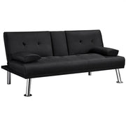 Fabric Upholstered Convertible Futon Sofa Bed by Yaheetech