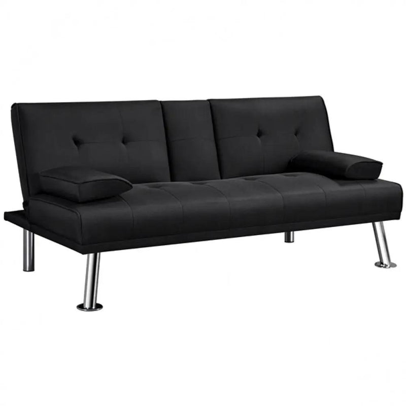 Fabric Upholstered Convertible Futon Sofa Bed by Yaheetech