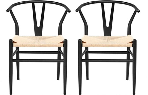 2pcs Modern Chair Y-Shaped Backrest Mid-Century Metal Dining Chair by Yaheetech
