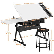 Drawing Table And Stool Set All-in-One Drawing Table by Yaheetech
