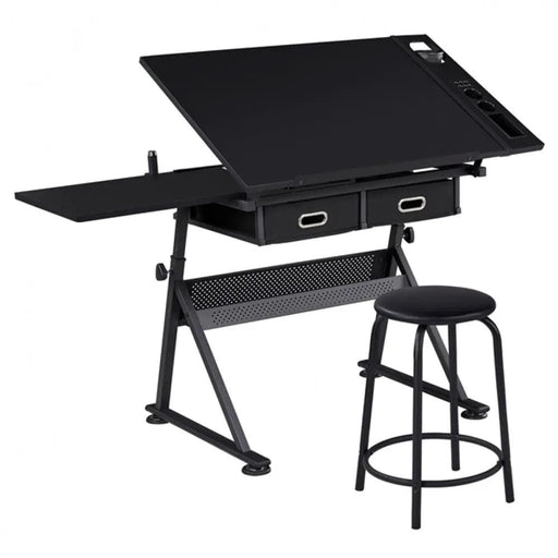 Yaheetech Drafting Table/Stool Set with Adjustable Table Angles & Heights All-in-One Drafting Table/Stool Set with Adjustable Table Angles & Heights All-in-One