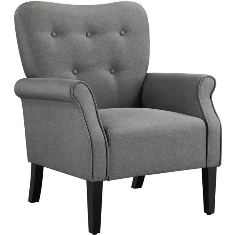 Mid-century Modern Accent Chair Upholstered Roll Armchair by Yaheetech