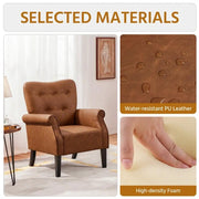 Mid-century Modern Faux Leather Accent Chair Armchair by Yaheetech