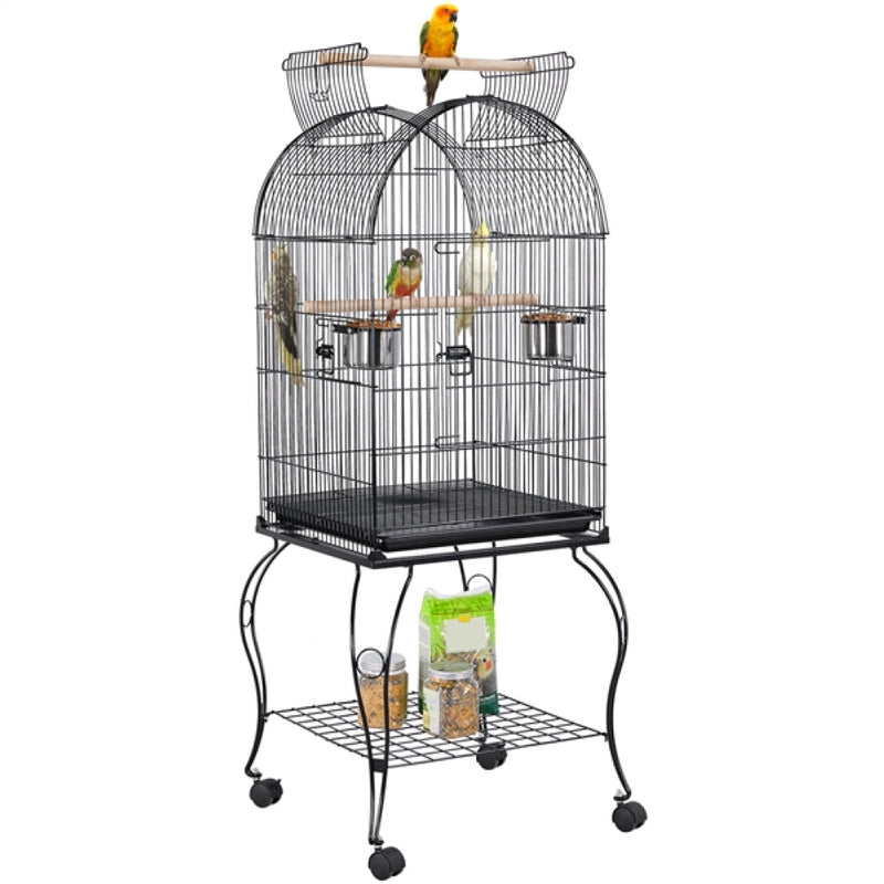 Open Top Metal Bird Cage Rolling Parrot Cage by Yaheetech