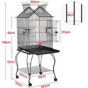 H145cm Open Top Metal Parrot Cage Bird Cage by Yaheetech