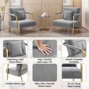 Velvet Accent Armchair with Cozy Pillow by Yaheetech