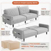 Convertible Sofa Bed Fabric 3-Seater Sofa Bed by Yaheetech