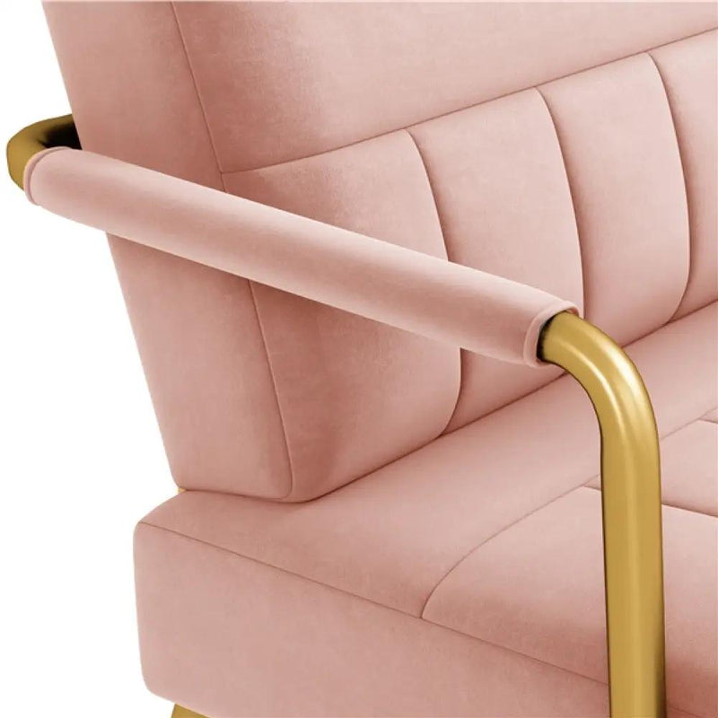 Upholstered Sofa Couch with Gold-tone Metal Arms and Legs by Yaheetech