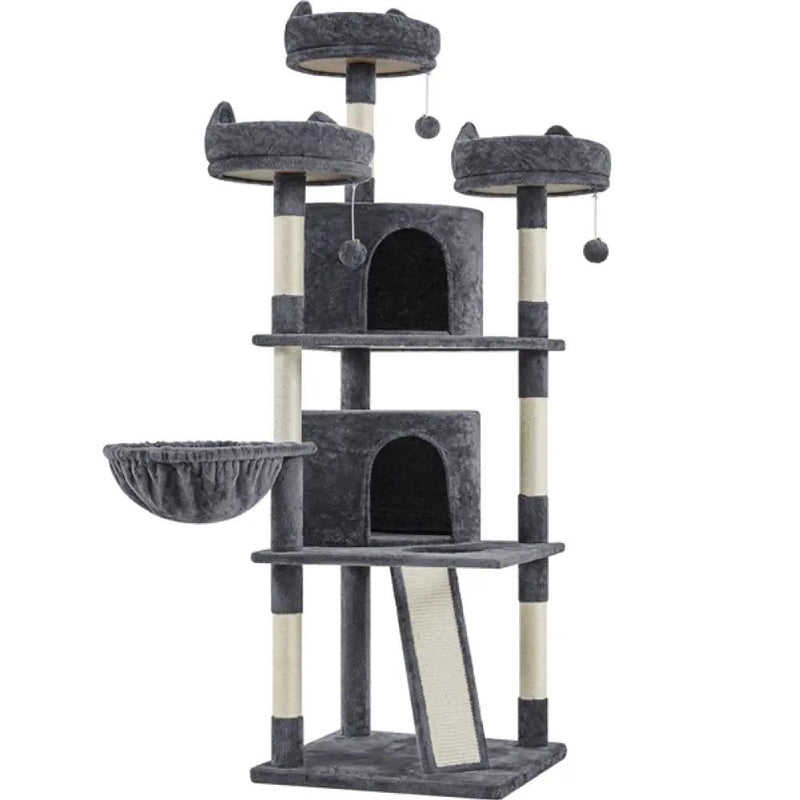 Large Cat Tree Big Cat House Plush Cat Tower by Yaheetech
