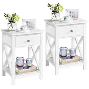 Pack of 2 Improved Quality Wood X Shape Bedside End Table Storage Cabinet Night Stand by Yaheetech