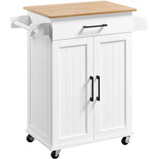 Kitchen Island Cart with Spice Rack Storage Rolling Kitchen Cart by Yaheetech