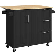 Kitchen Cart Kithen Trolley with Wood Top and Drop Leaf Breakfast Bar by Yaheetech