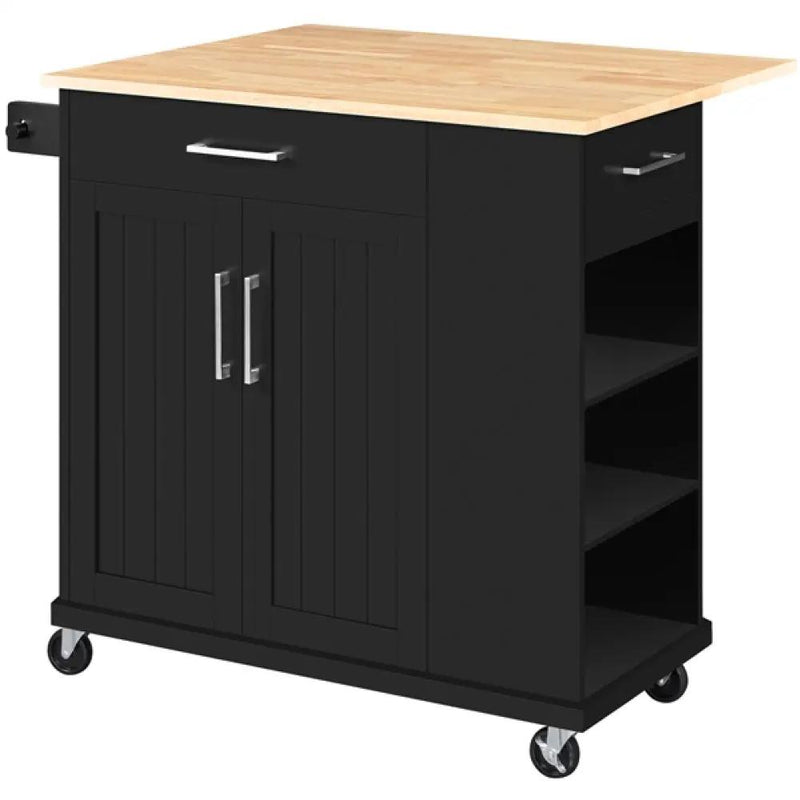 Kitchen Island Kitchen Trolley on Wheels with Drawers & Cabinet by Yaheetech