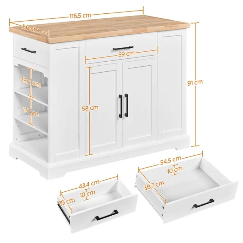 Rolling Kitchen Island Trolley Modern Storage Cabinet by Yaheetech