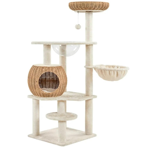 54″ Tall Rattan Cat Tree Cat Tower by Yaheetech