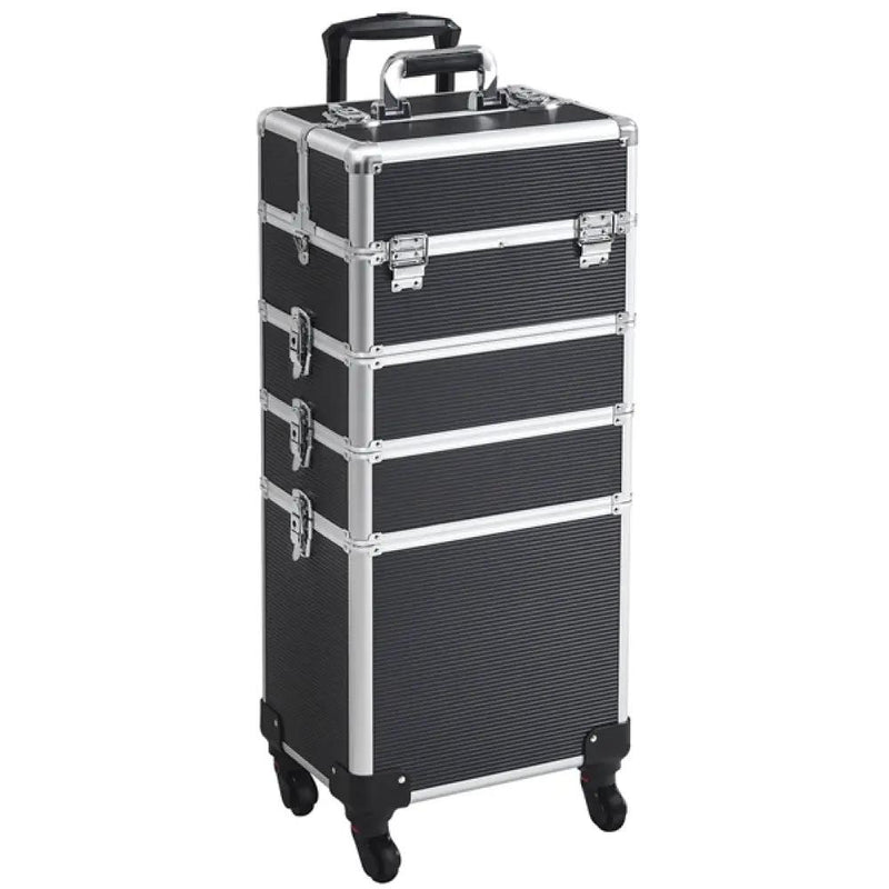 5-In-1 Professional Aluminum Rolling Cosmetic Makeup Train Cases Trolley by Yaheetech